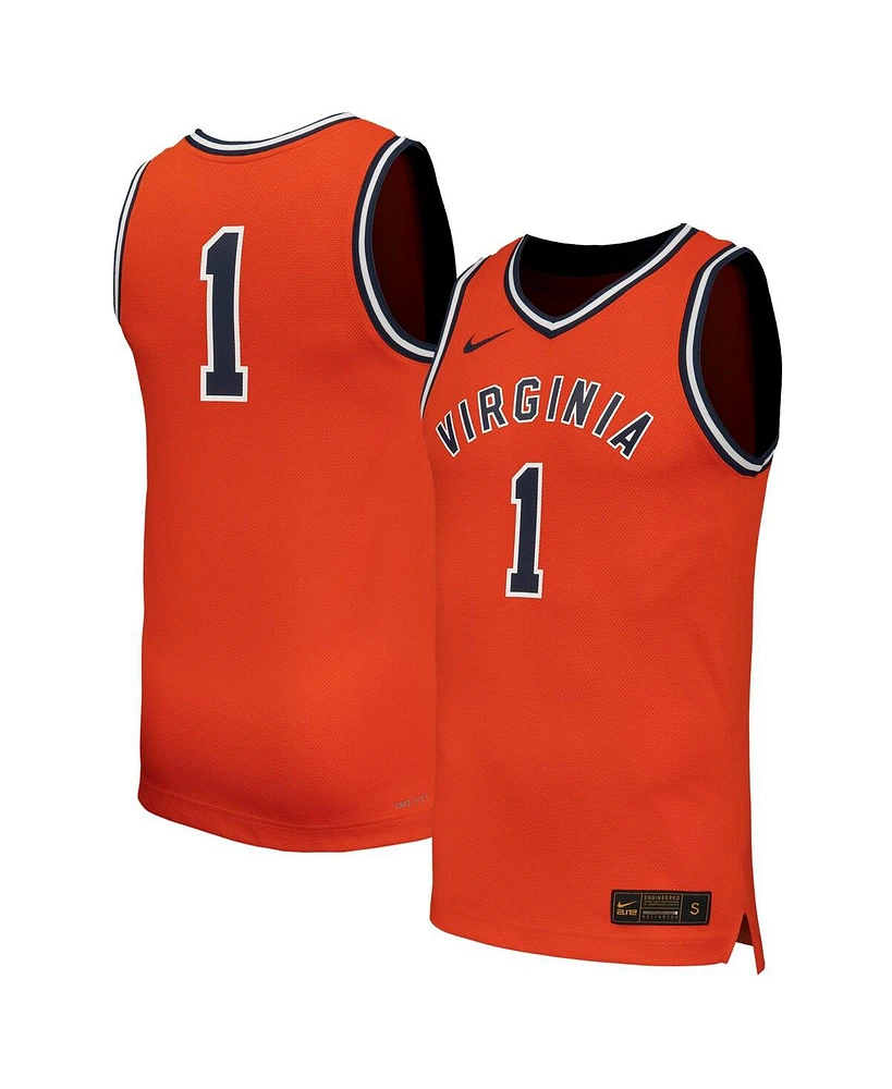 Nike Men's 1 Orange Virginia Cavaliers Throwback Replica Basketball Jersey