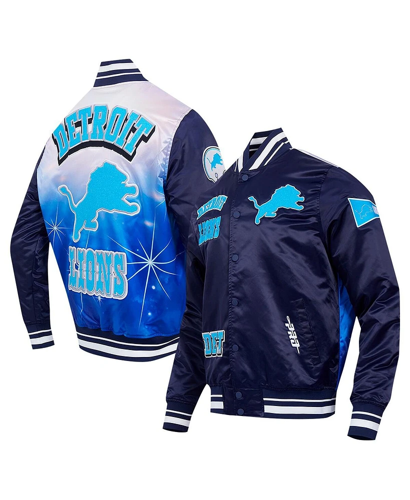 Pro Standard Men's Navy Detroit Lions Sublimated Satin Full-Snap Jacket