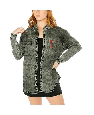 Gameday Couture Women's Charcoal Texas Longhorns Multi-Hit Tri-Blend Oversized Button-Up Denim Jacket