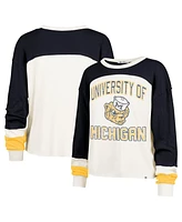 '47 Brand Women's Cream Michigan Wolverines Double Header Curve Raglan Long Sleeve T-Shirt