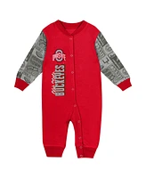 Outerstuff Baby Boys and Girls Scarlet Ohio State Buckeyes Playbook Colorblock Long Sleeve Coveralls