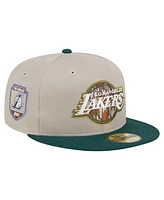 New Era Men's Natural/Hunter Green Los Angeles Lakers Lifestyle Tree Bark 59FIFTY Fitted Hat