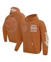 Pro Standard Men's Brown Brooklyn Nets Paint the City Drop Shoulder Pullover Hoodie