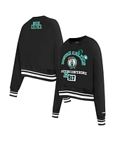 Pro Standard Women's Black Boston Celtics Area Code Cropped Pullover Sweatshirt