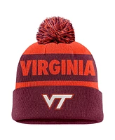 Nike Men's Orange/Garnet Virginia Tech Hokies Peak Stripe Cuffed Knit Hat with Pom