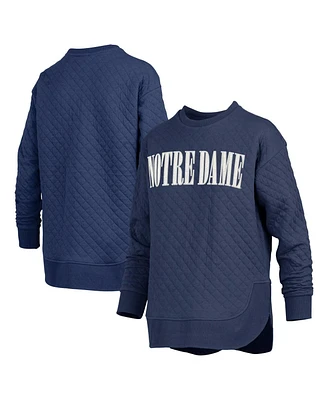 Pressbox Women's Navy Notre Dame Fighting Irish Quilted Long Sleeve Pullover Sweatshirt