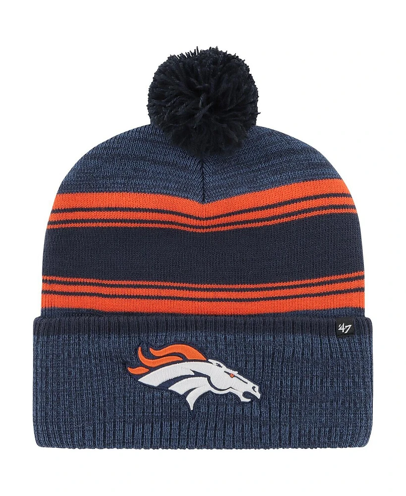 '47 Brand Men's Navy Denver Broncos Fadeout Cuffed Knit Hat with Pom