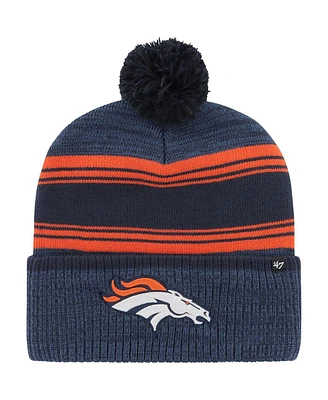 '47 Brand Men's Navy Denver Broncos Fadeout Cuffed with Pom Knit Hat