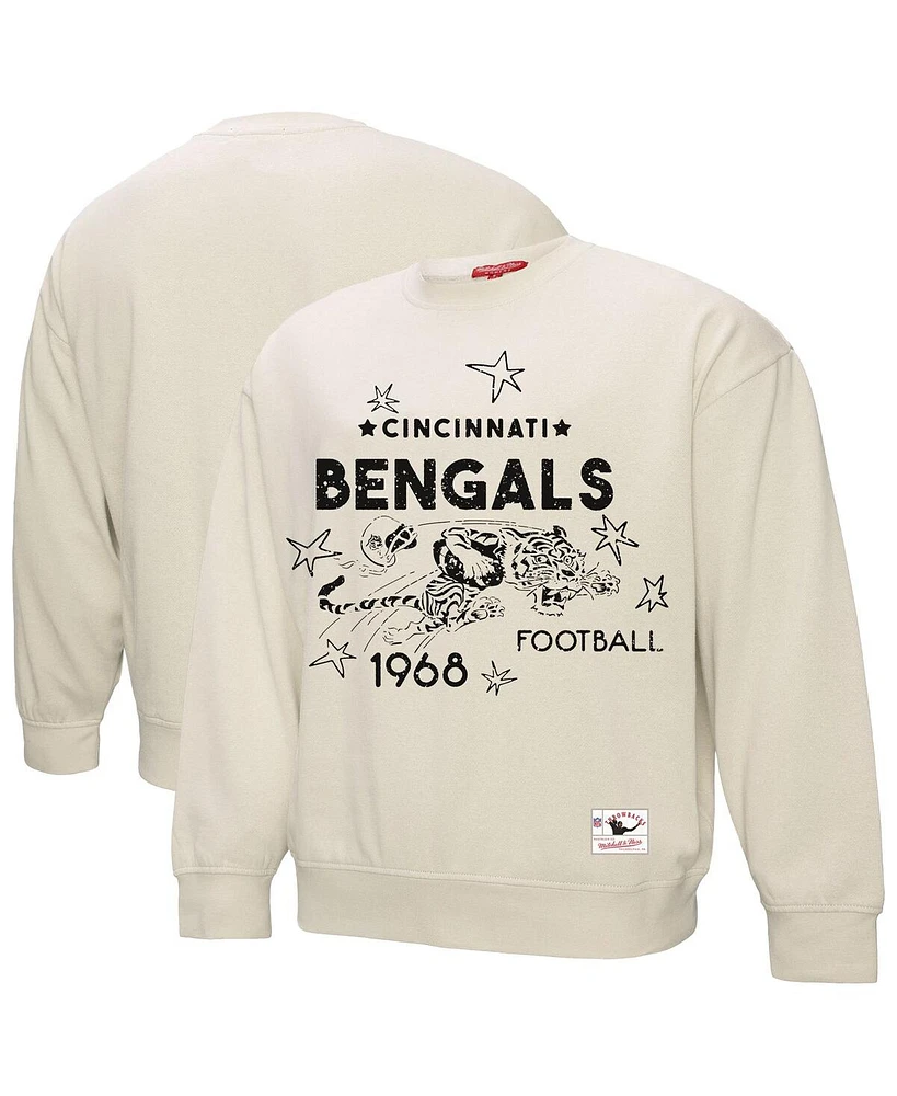 Mitchell & Ness Women's Cream Cincinnati Bengals Shooting Stars Pullover Sweatshirt