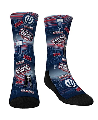 Rock 'Em Big Boys and Girls Navy UConn Huskies 2024 Ncaa Men's Basketball National Champions Canyon All-Over Crew Socks