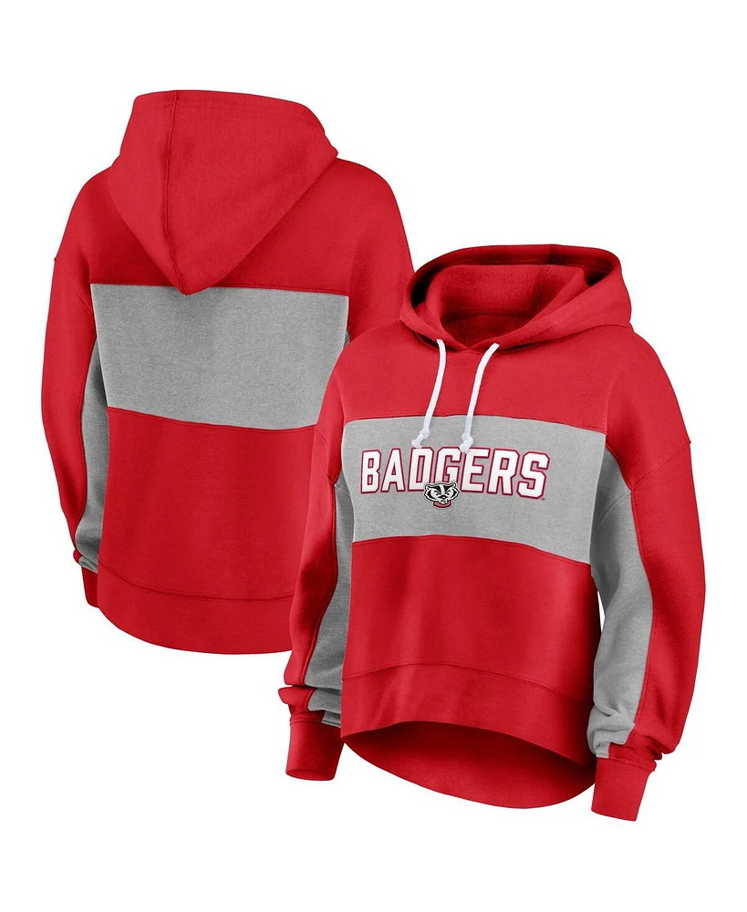 Fanatics Women's Red Wisconsin Badgers Filled Stat Sheet Pullover Hoodie