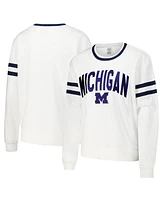Concepts Sport Women's White Michigan Wolverines Borough French Terry Arch Over Long Sleeve T-Shirt