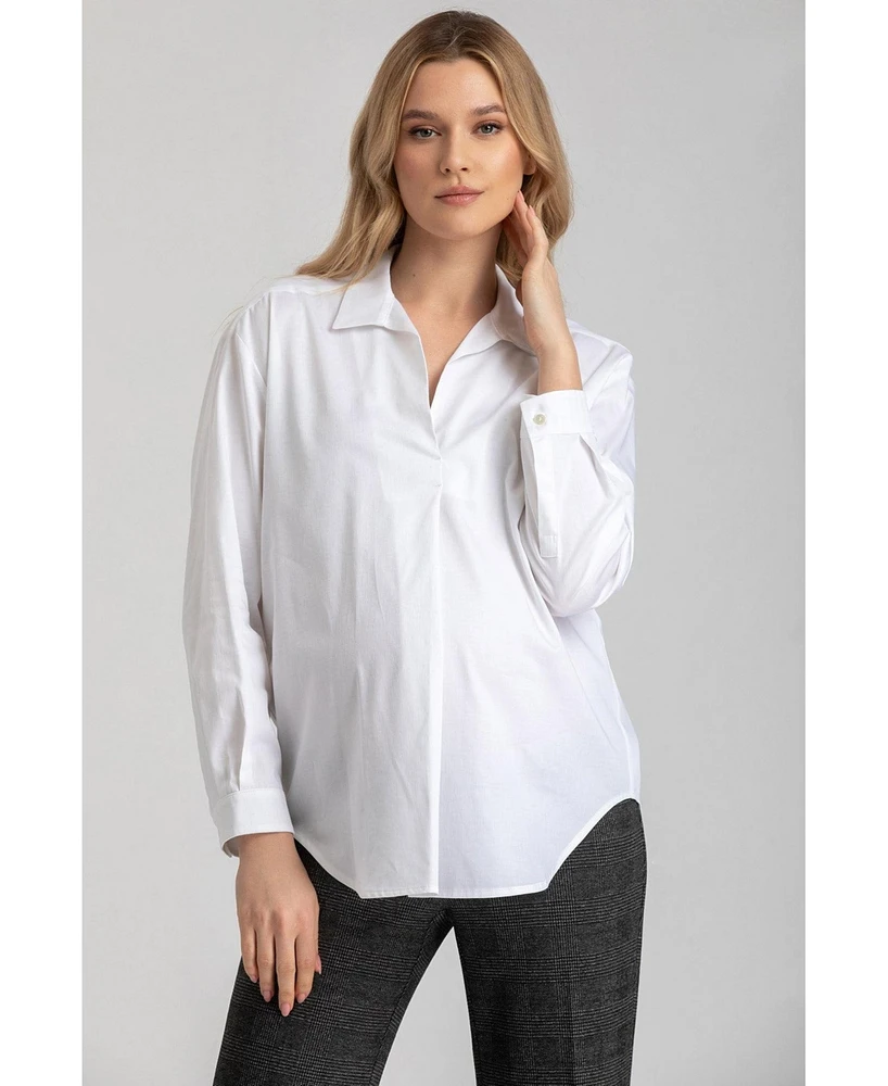 Pietro Brunelli Maternity 3/4 Sleeve Anna Blouse with V-Neck