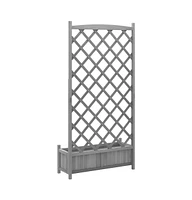Planter with Trellis Gray Solid Wood Fir