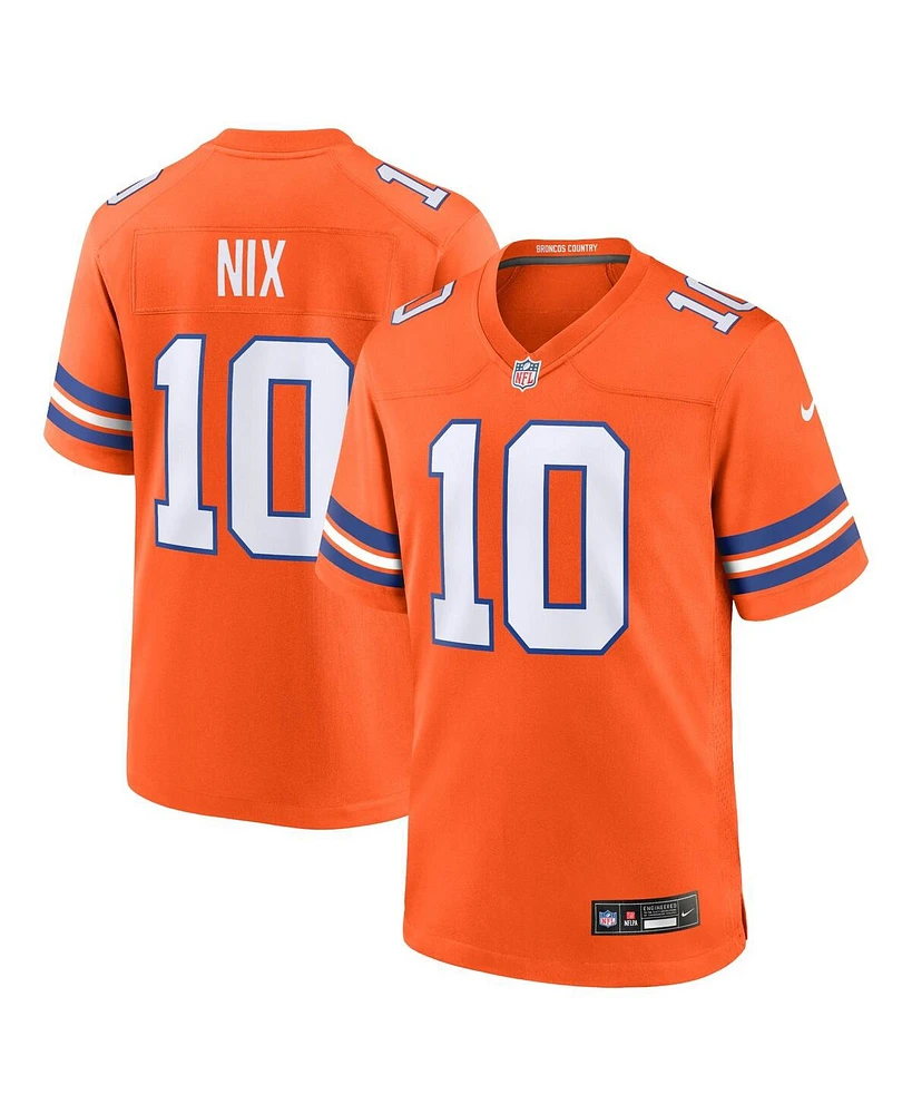 Nike Men's Bo Nix Orange Denver Broncos Mile High Collection 1977 Throwback Player Game Jersey