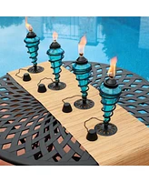 Swirling Metal/Glass Tabletop Torches - Set of - Blue, Red