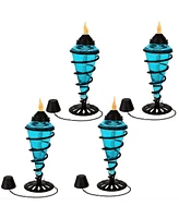 Swirling Metal/Glass Tabletop Torches - Set of - Blue, Red