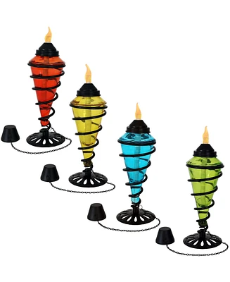 Swirling Metal/Glass Tabletop Torches - Set of - Blue, Red