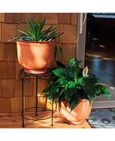 Michael 14.5" Metal Outdoor Plant Pot Set with Drainage Holes and Rubber Plugs