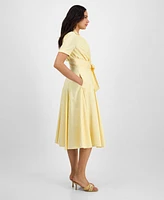 Tahari Women's Collared V-Neck Short-Sleeve Dress