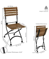 European Chestnut Folding Small Bistro Dining Side Chair - Indoor or Outdoor Use on Patio, Deck, Balcony, or Camping - Set of 4