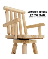 Rustic Bar Stool, Log Cabin Style Unfinished Wood Construction, 4-Foot, Set of 2
