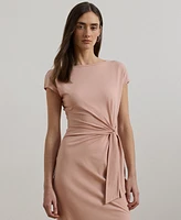 Lauren Ralph Women's Tie-Front Jersey Boatneck Midi Dress