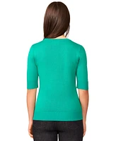 Melissa Paige Women's Crew-Neck Elbow-Sleeve Fine-Gauge Sweater, Regular & Petite