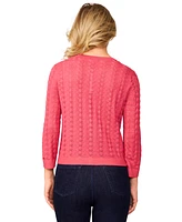 Melissa Paige Women's Pointelle-Knit Crewneck Cardigan, Regular & Petite