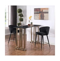 Set of 2 Modern Velvet Upholstered Counter Stool with Curved Backrest and Metal Legs-The Pop Home