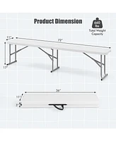 6 Feet Plastic Folding Bench Picnic Camping Dining Seat with Carrying Handle