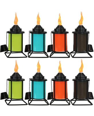 Metal Tabletop Torches - Outdoor Patio and Lawn Torch - Multi-Color - Set of 8