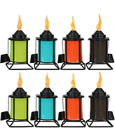 Outdoor Metal Patio Deck Poolside Lawn Tabletop Torch Set - Green, Blue, Orange