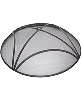 Black Reinforced Steel Mesh Fire Pit Spark Screen with Ring Handle