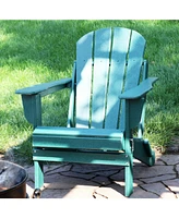 Folding All-Weather Adirondack Chair - For Patio or Yard - 300-Pound Capacity - 34.5-Inch - Green
