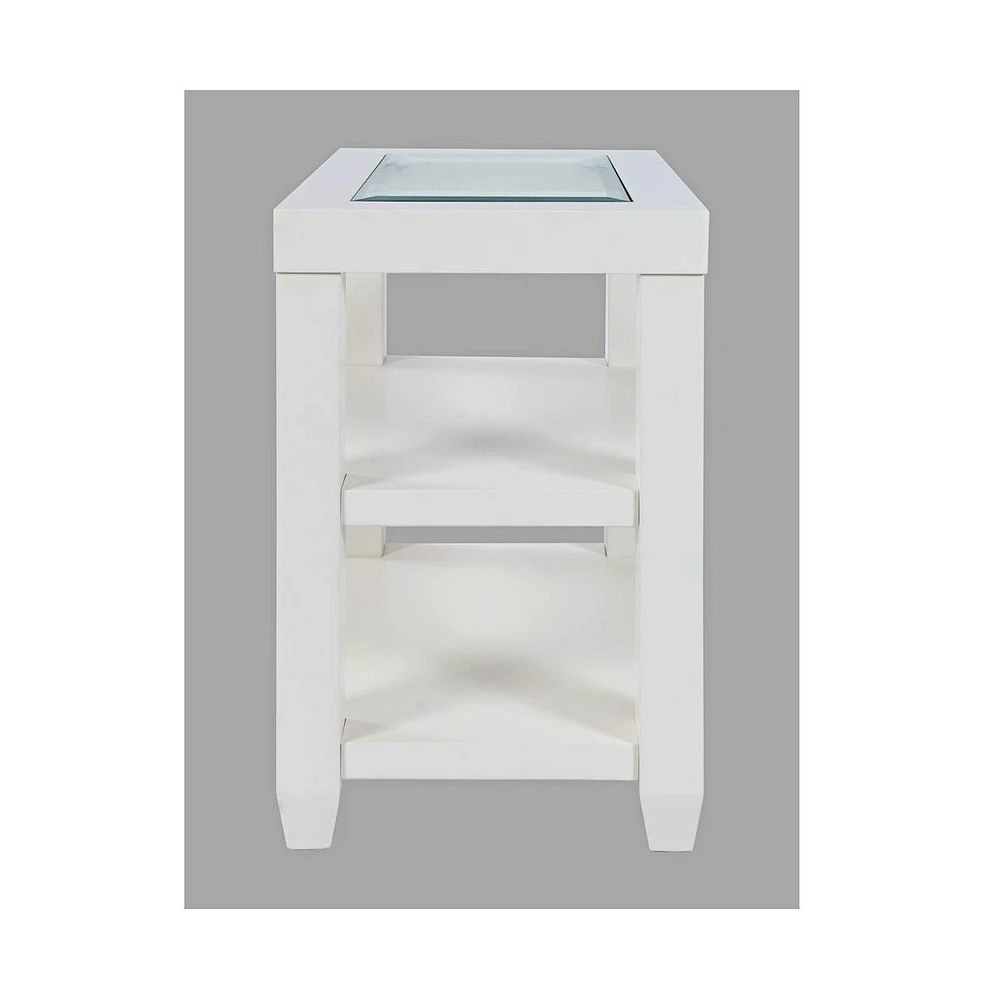 Urban Icon Contemporary Glass Inlay Chair Side End Table with Storage