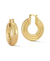 Rachel Zoe Gold Plated Ribbed Hoop Earrings