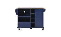 Kitchen Island Cart with Storage Cabinet and Two Locking Wheels for Convenient Kitchen Organization