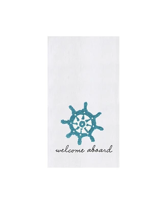 Ships Wheel French Knot Flour Sack Kitchen Towel