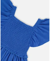 Deux par Toddler Girls Textured Smocked Dress Royal Blue - Toddler|Child