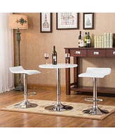 Lovmor Adjustable Height Wood and Chrome Metal Bar Table and 2 Chrome Air Lift Adjustable Swivel Stools Set