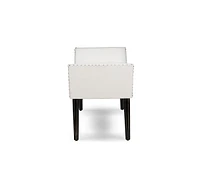 Baxton Studio Tamblin Modern and Contemporary White Faux Leather Upholstered Large Ottoman Seating Bench