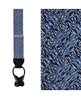 Trafalgar Men's Benito's Blue Basketweave Pattern Silk Novelty Button End Suspenders