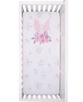 NoJo Flower Bunny Ears Cotton Nursery Photo Op Fitted Crib Sheet