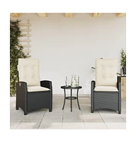 Reclining Patio Chairs 2 pcs with Cushions Poly Rattan
