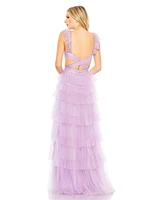 Mac Duggal Women's Ruffle Tiered Tulle Cut Out Gown