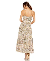 Mac Duggal Women's Floral Print Ruffle Tiered Midi Dress