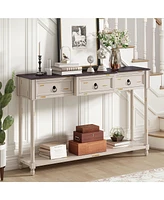 Console Table Sofa Table with Drawers for Entryway with Projecting Drawers and Long Shelf