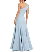 Mac Duggal Women's Crepe One Shoulder Gown With Flower