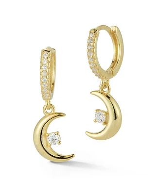 Rachel Zoe 14K Gold Plated Sterling Silver Moon Charm Earrings